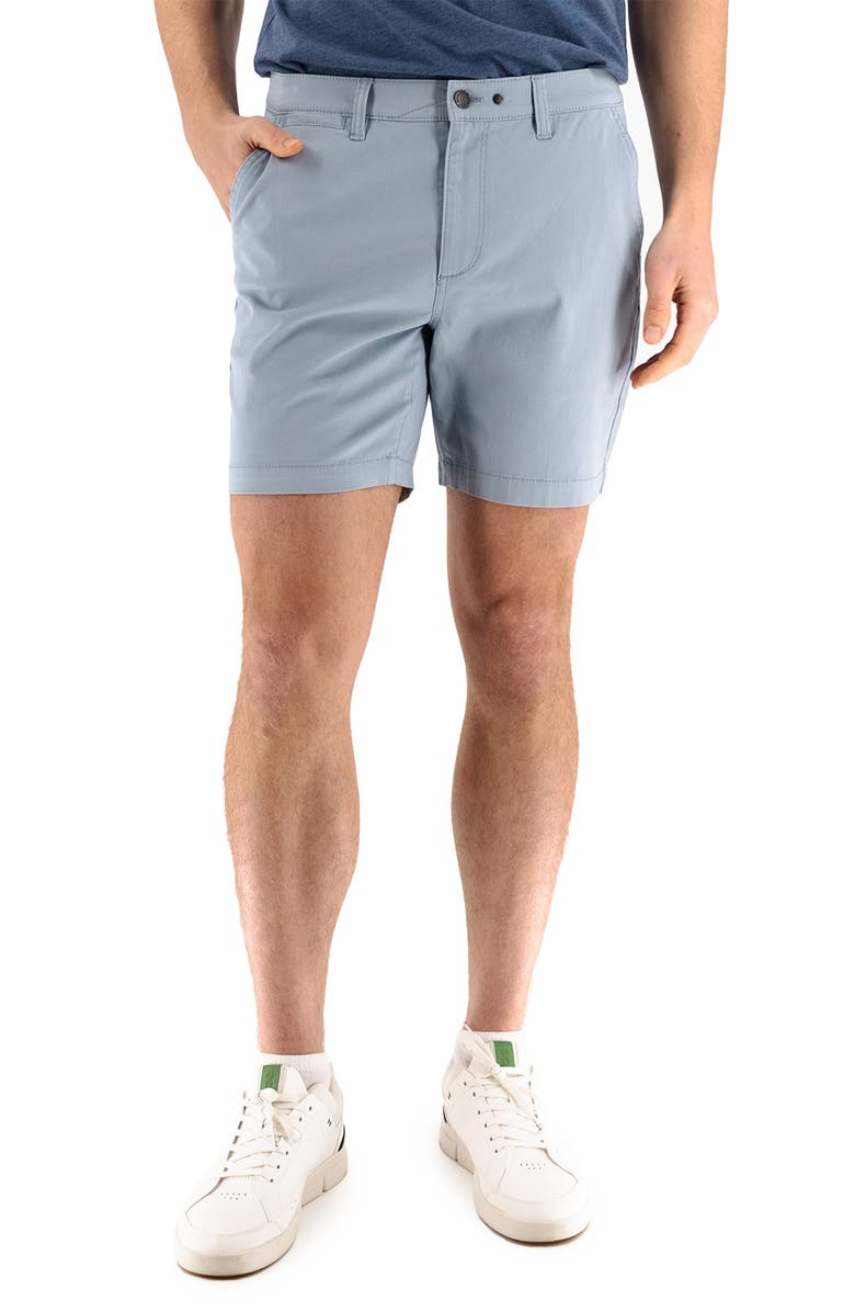 Devil-Dog Dungarees 7-Inch Performance Stretch Chino Shorts, Main, color, Dusty Blue