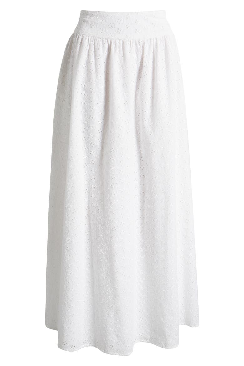 Catalina Embroidered Eyelet Cotton Maxi Skirt, Alternate, color, IVORY