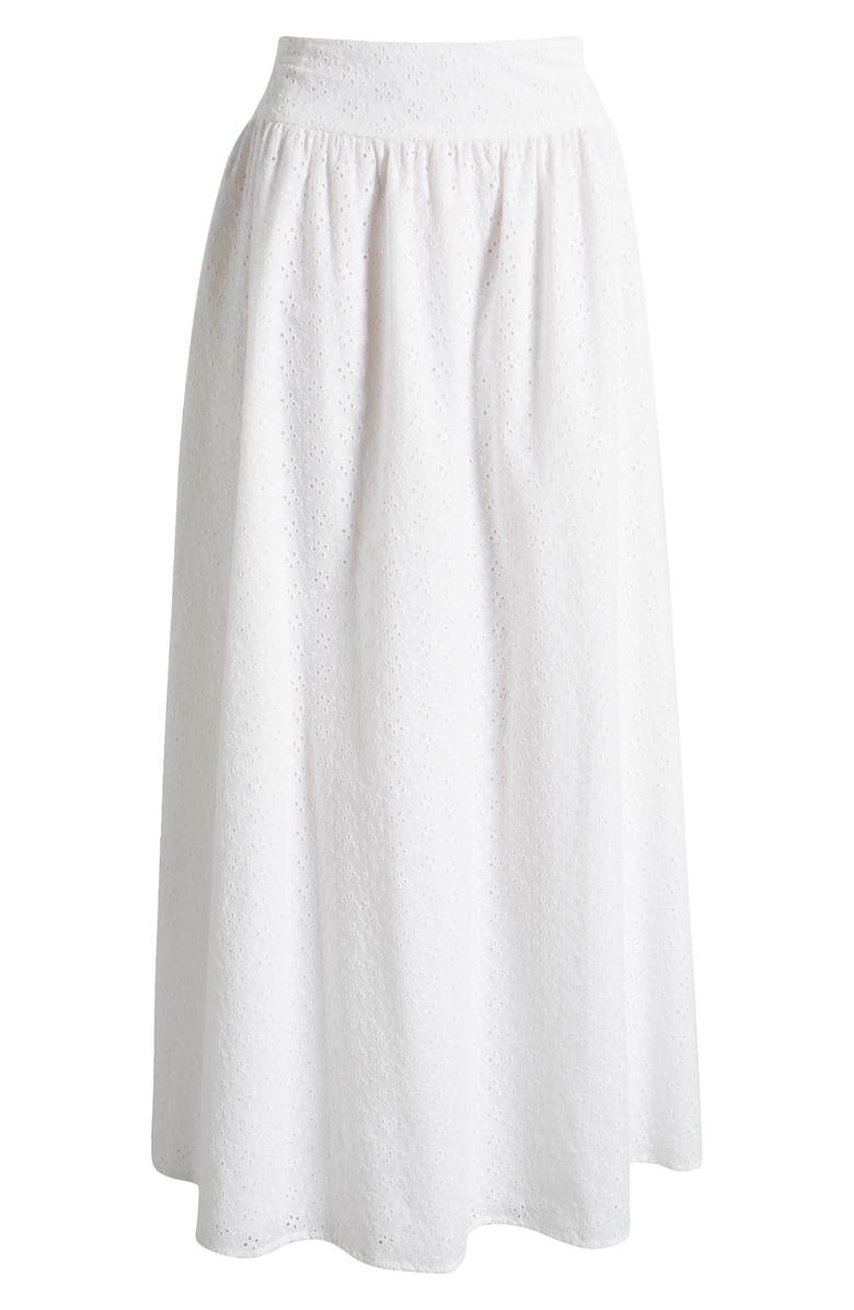 WAYF Catalina Embroidered Eyelet Cotton Maxi Skirt, Alternate, color, Ivory