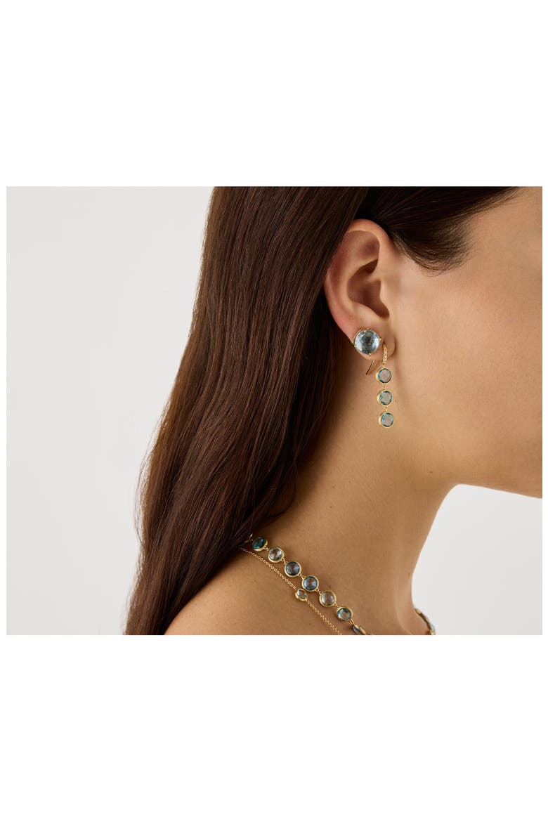 Jaipur 18k Gold Blue Topaz Three-Stone Drop Earrings, Alternate, color, GOLD