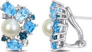 DELMAR Cultured Pearl & Semiprecious Stone Cluster Earrings