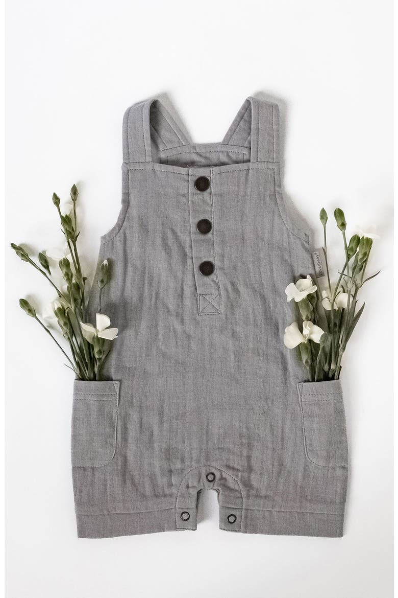 Organic Cotton Muslin Romper, Alternate, color, BLUEBERRY