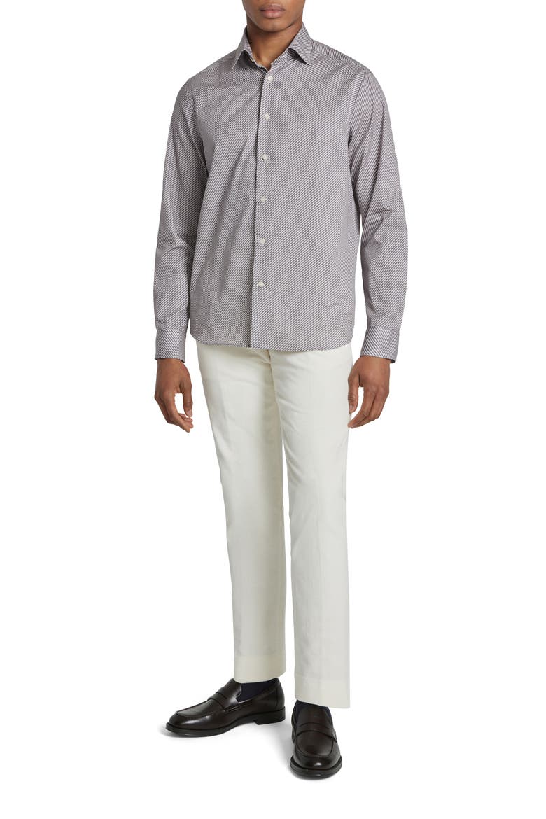 Landsdowne Print Cotton Dress Shirt, Alternate, color, TAN