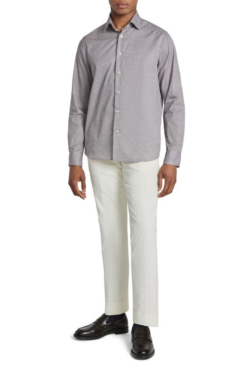 Jack Victor Landsdowne Print Cotton Dress Shirt In Tan