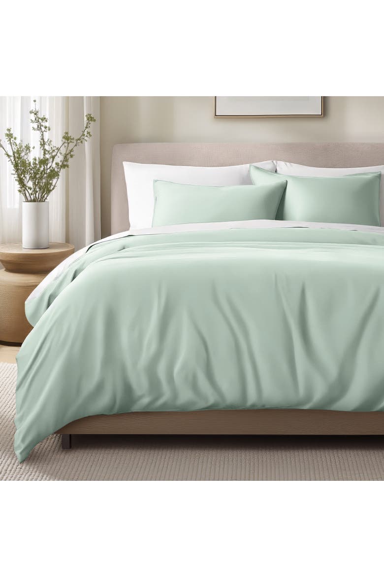 400 Thread Count Organic Cotton Sateen Duvet Cover and Sham Set, Alternate, color, Willow