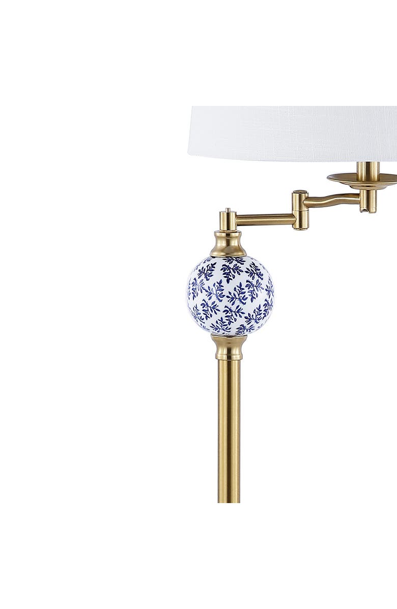 JONATHAN Y Aveiro Classic Midcentury Iron LED Floor Lamp, Alternate, color, Brass Gold/Blue