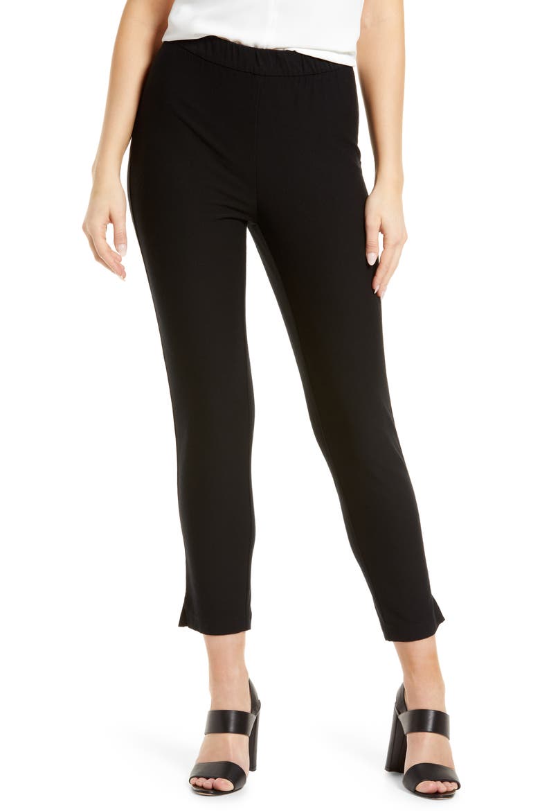 Studio Pull-On Crepe Pants, Main, color, BLACK