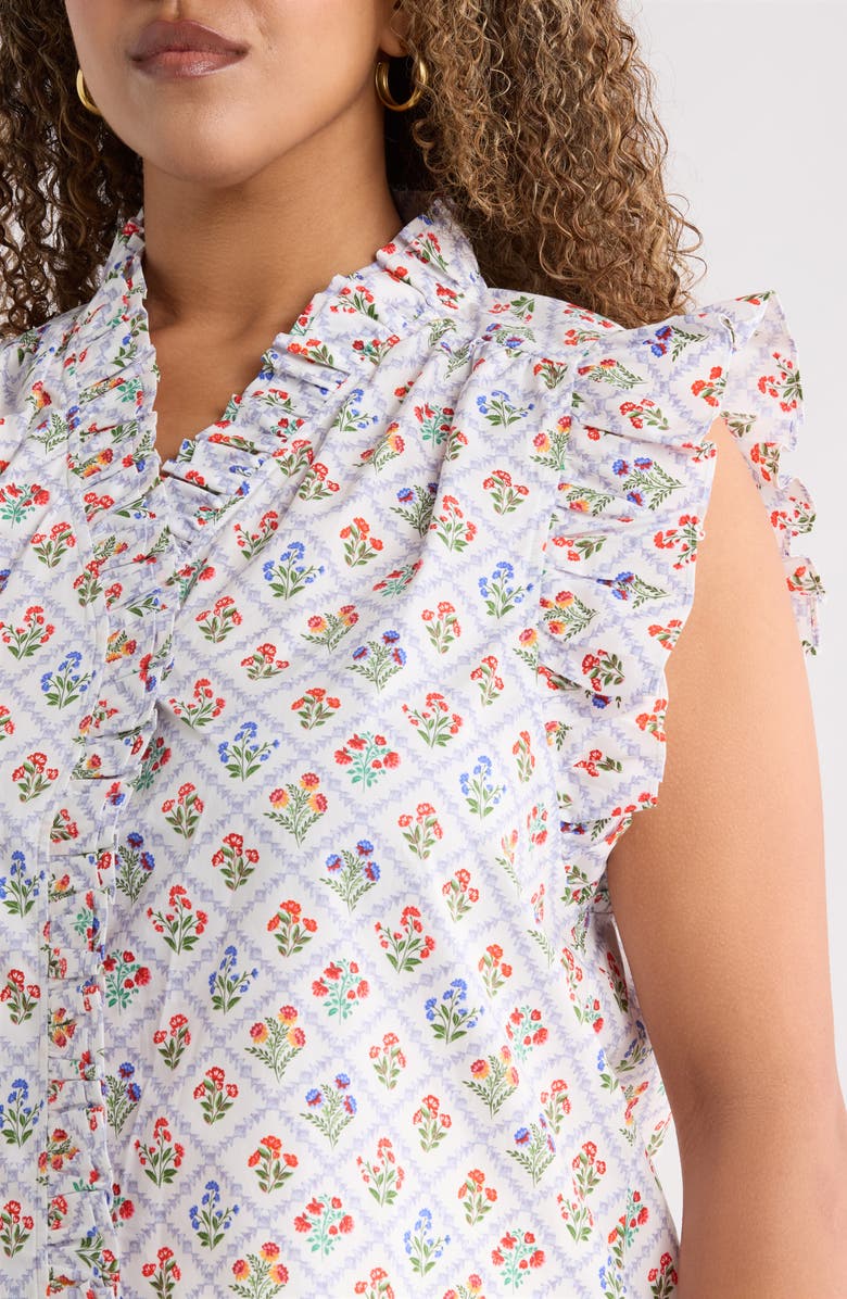 SUGARLIPS Lara Floral Eviel Ruffle Top, Alternate, color, White Multi