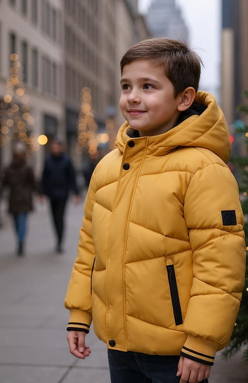 Rokka&rolla Kids' Cozy Grid Puffer Jacket In Yellow