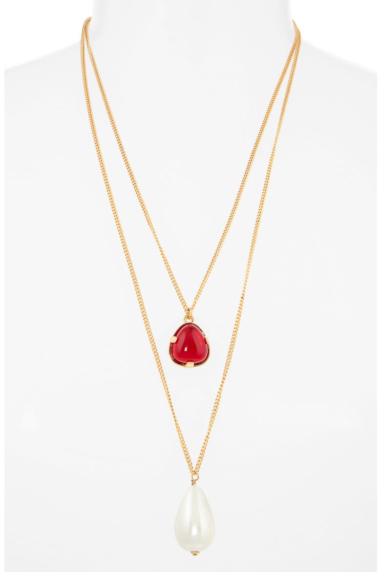 Faux Pearl Pendant Layered Necklace, Alternate, color, GOLD