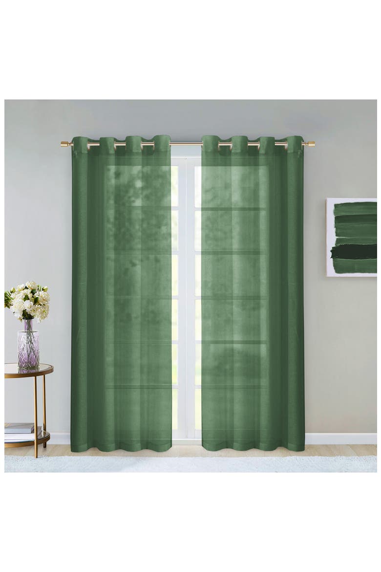 Sheer Set of 2 Panel Curtains, Main, color, SAGE