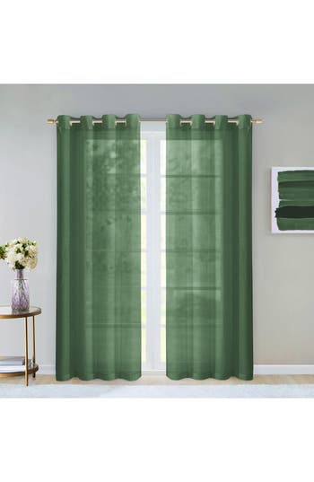 Dainty Home Sheer Set Of 2 Panel Curtains In Sage