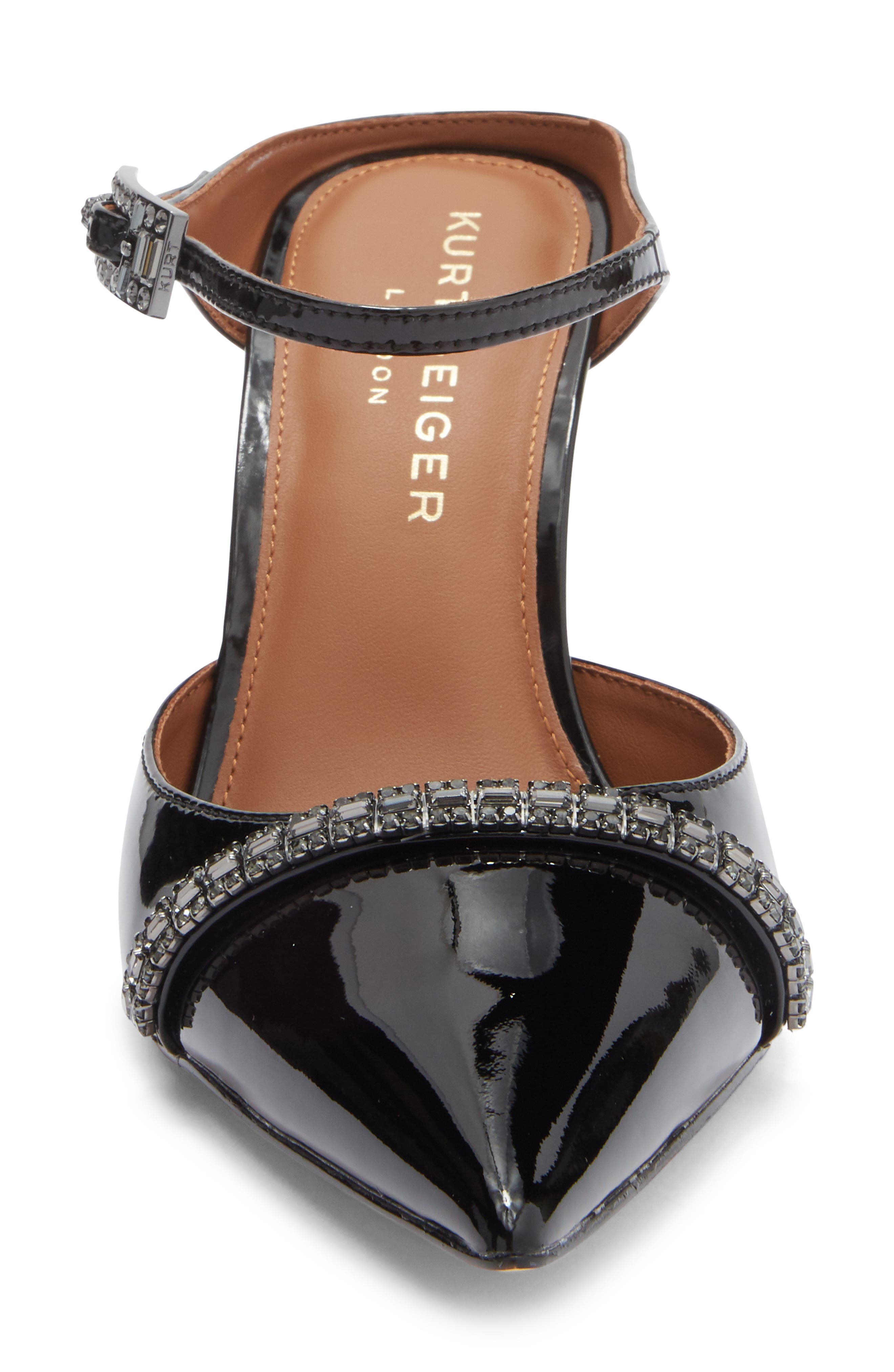 Kurt Geiger London Embellished Pointed Toe Ankle Strap Pump, Alternate, color, Black