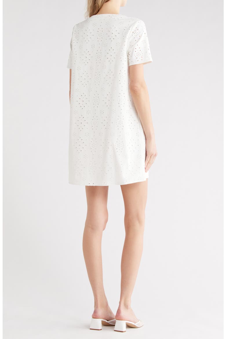 Eyelet Shift Minidress, Alternate, color, WHITE