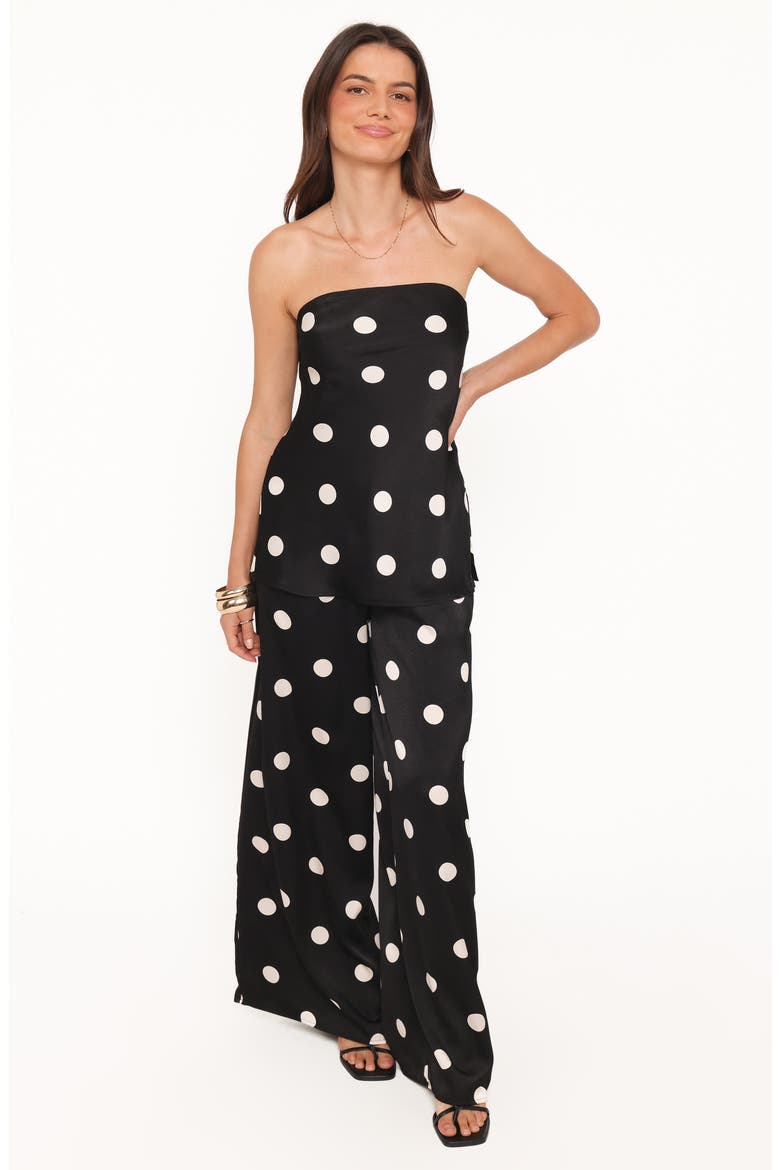 Belinda Polka Dot Wide Leg Drawstring Pants, Alternate, color, BLACK/ CREAM