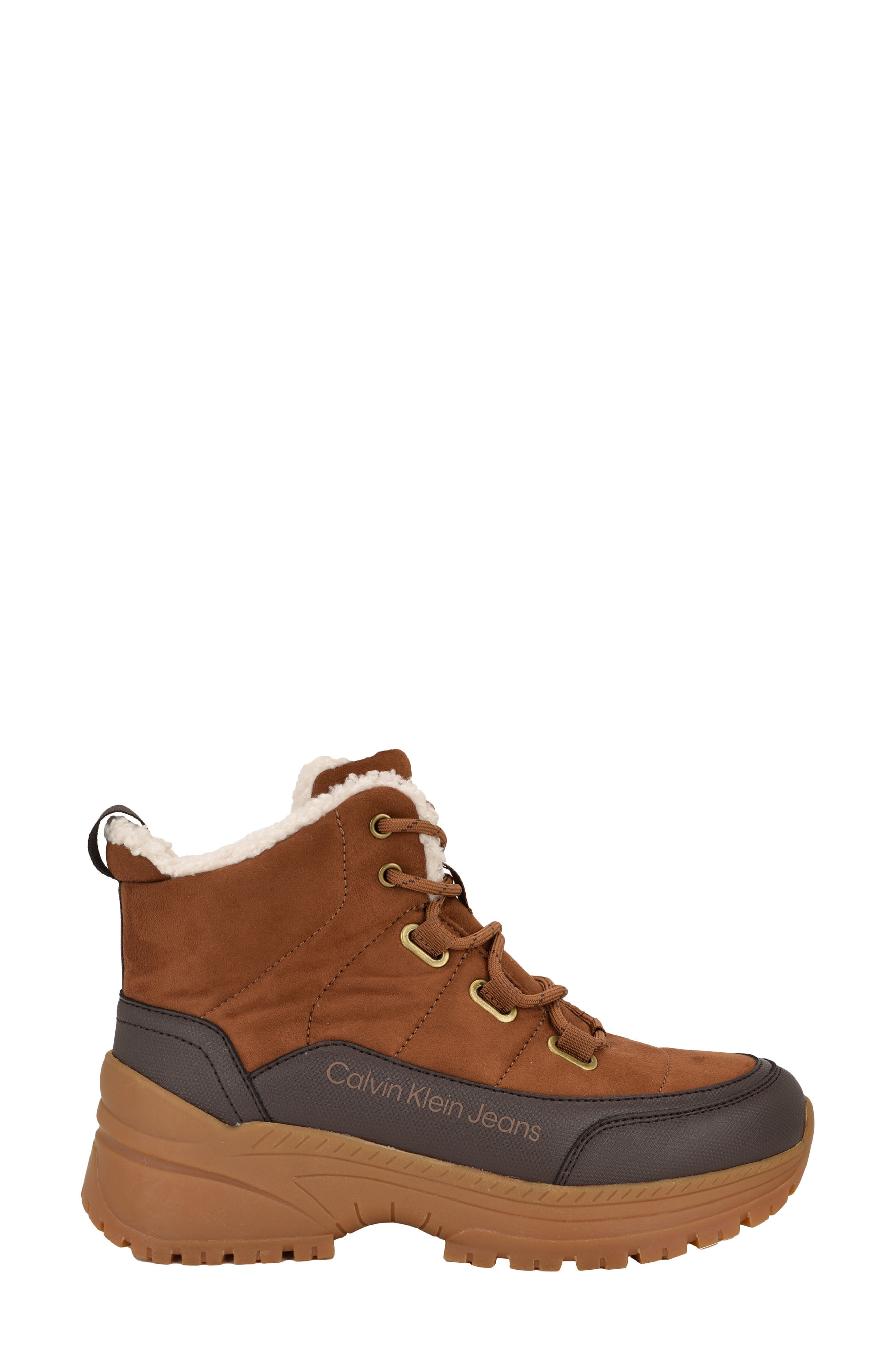 Calvin Klein Noanne Quilted Winter Boot, Alternate, color, Medium Brown