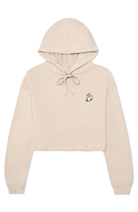 Heartly Ghost Cropped Hoodie