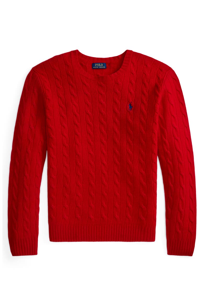 Wool & Cashmere Cable Knit Sweater, Alternate, color, RED