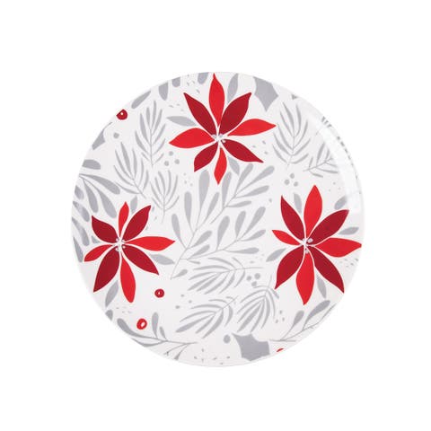 Poinsettia Christmas Round Decorative Platter