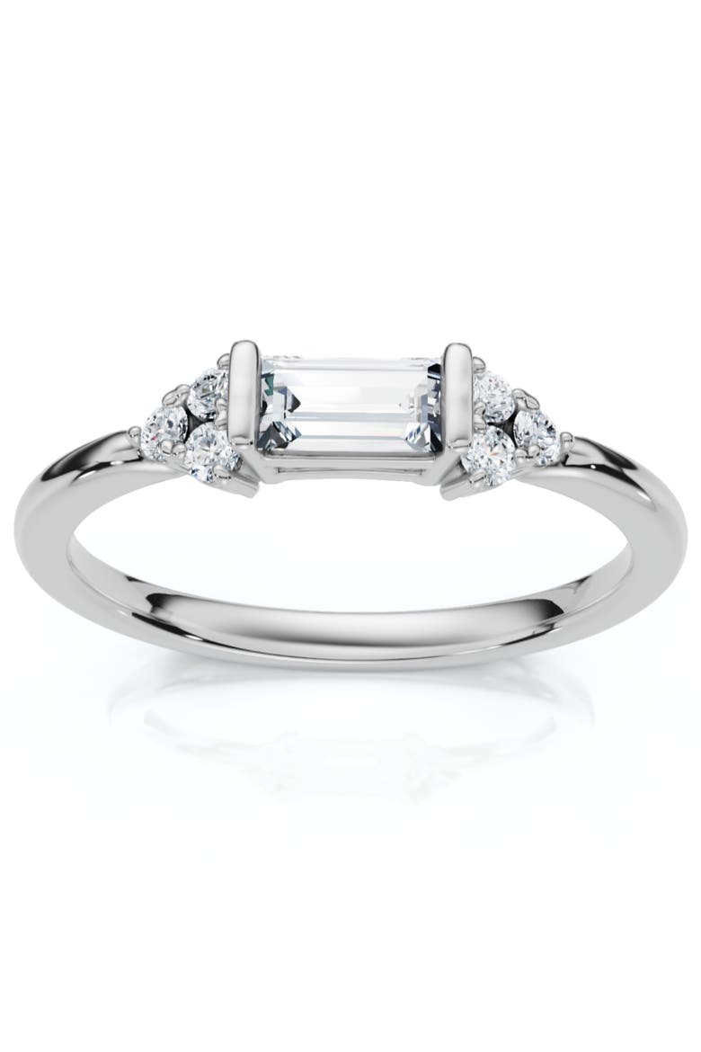 Emerald Diamond Stackable Wedding Ring Women Anniversary Band 14k Gold Lab Grown, Main, color, 14k White Gold
