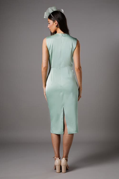 Coast Sleeveless Satin Frill Midi Dress In Green