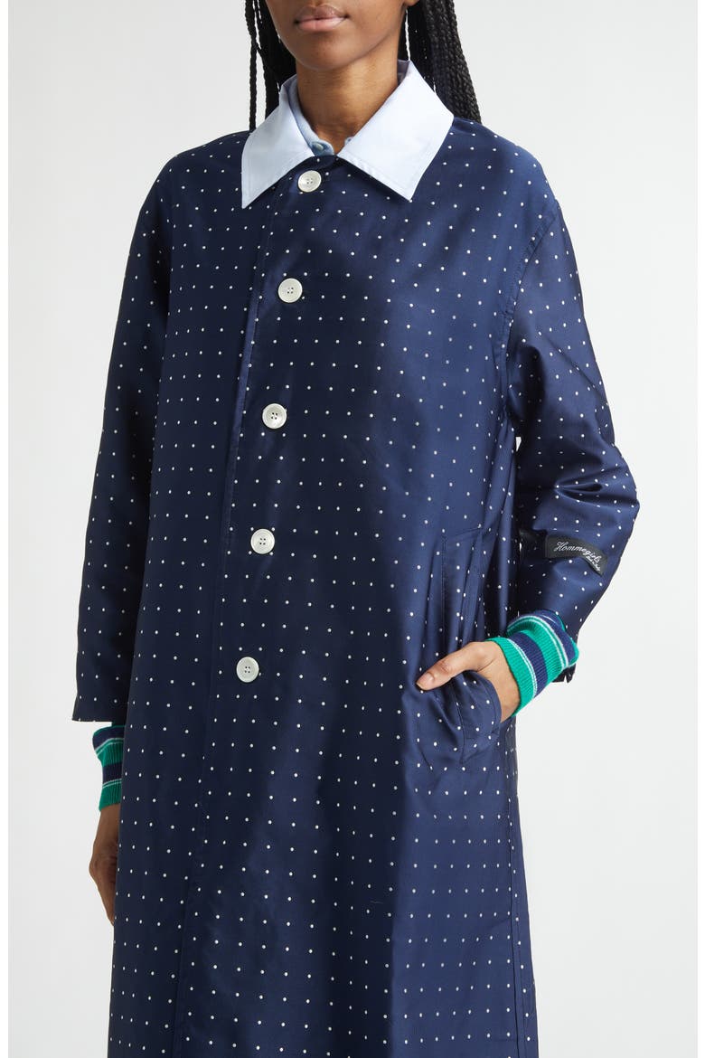 Polka Dot Swing Coat, Alternate, color, NAVY POLKA DOT