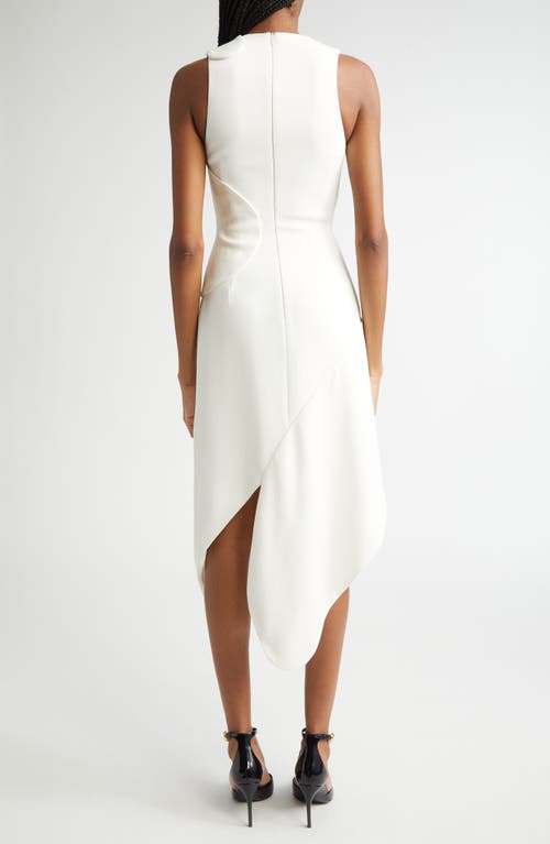 Shop Ferragamo Asymmetric Sleeveless Stretch Crepe Dress In Mascarpone