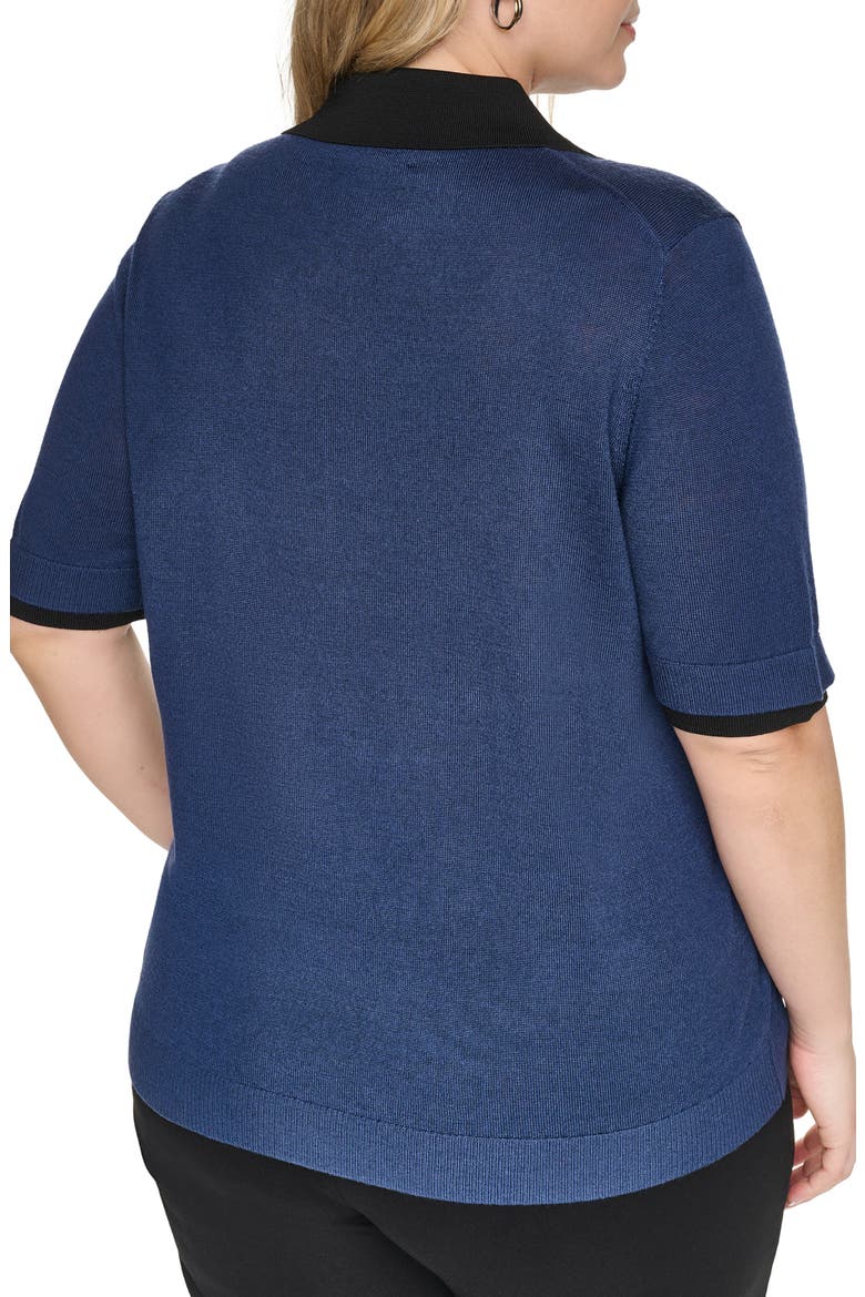Johnny Collar Short Sleeve Sweater, Alternate, color, NAVAL ACADEMY/ BLACK