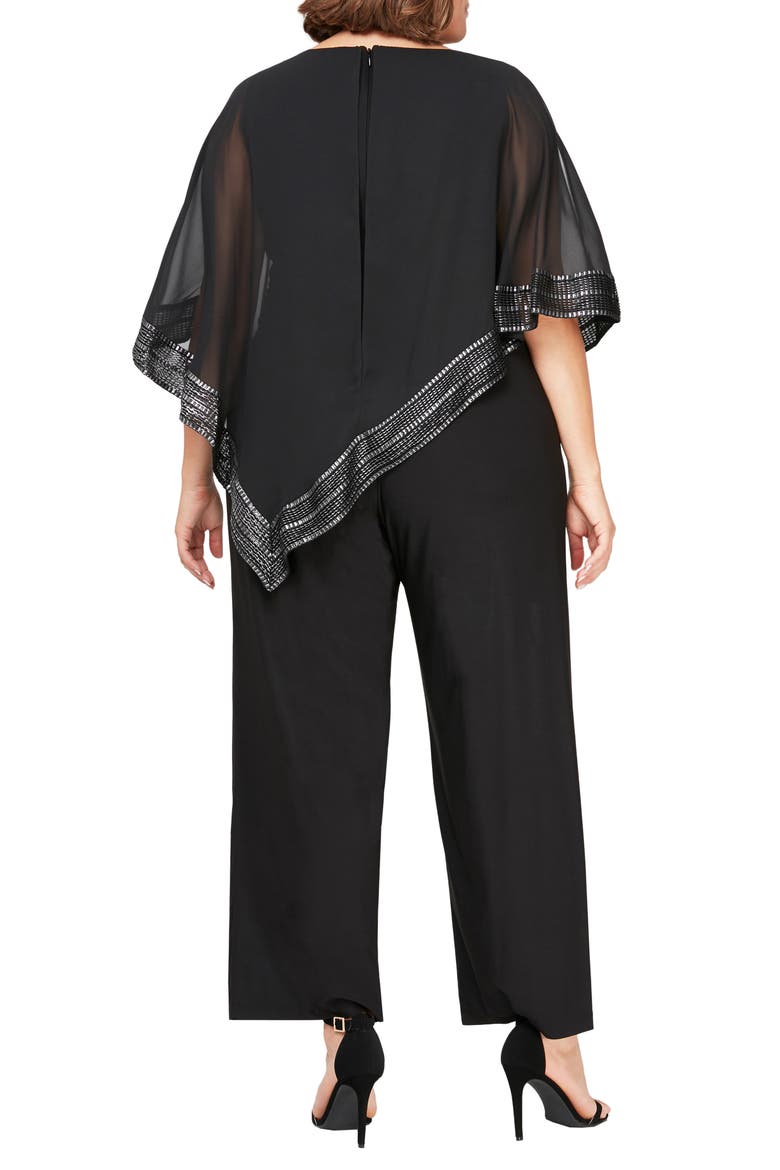 Foil Trim Asymmetric Popover Jumpsuit, Alternate, color, BLACK