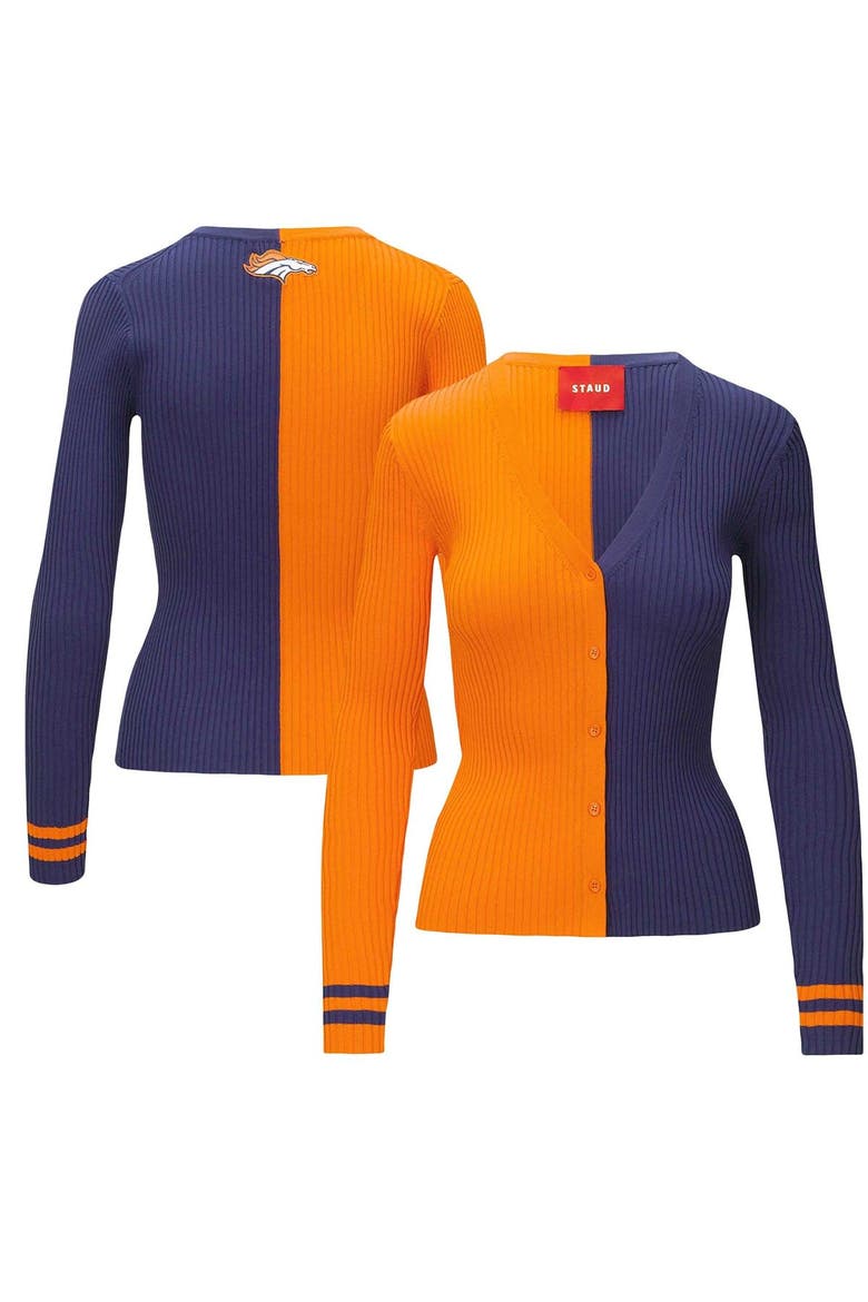 Women's STAUD Orange/Navy Denver Broncos Cargo Sweater, Alternate, color, Orange