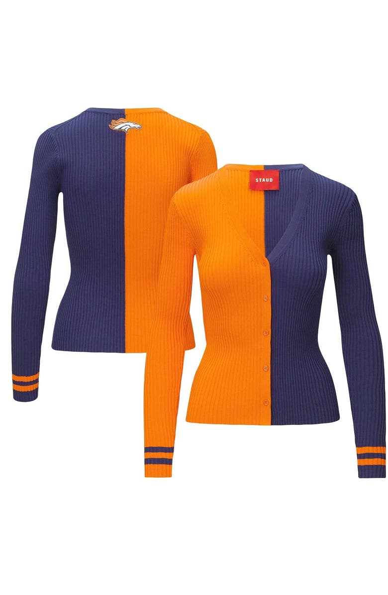 STAUD Women's STAUD Orange/Navy Denver Broncos Cargo Sweater, Alternate, color, Orange