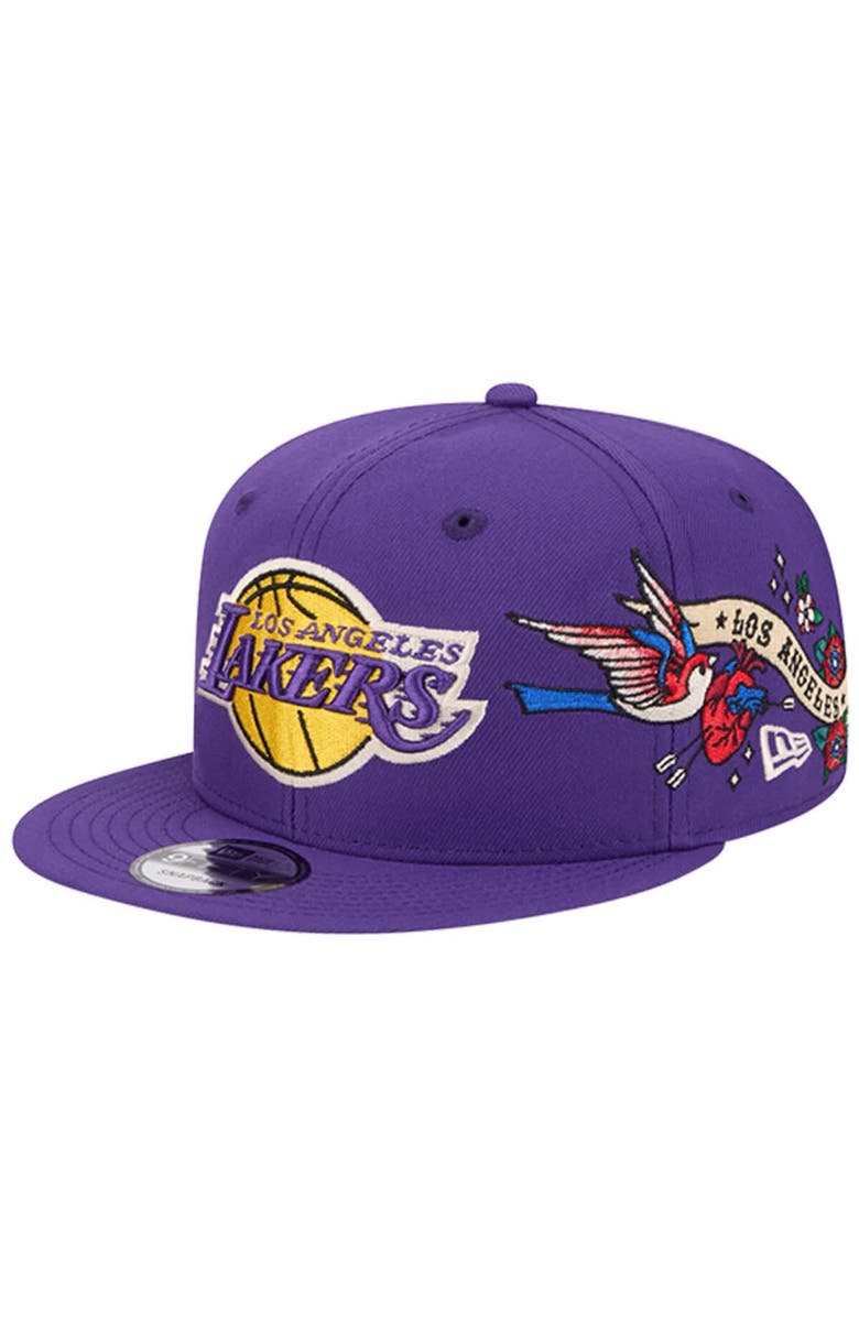 New Era Men's New Era Purple Los Angeles Lakers Injection City Art 9FIFTY Snapback Hat, Main, color,