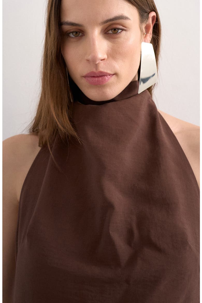 Halter Cowl Maxi Dress, Alternate, color, BROWN