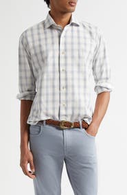Eleventy Dandy Plaid Cotton & Linen Button-Up Shirt