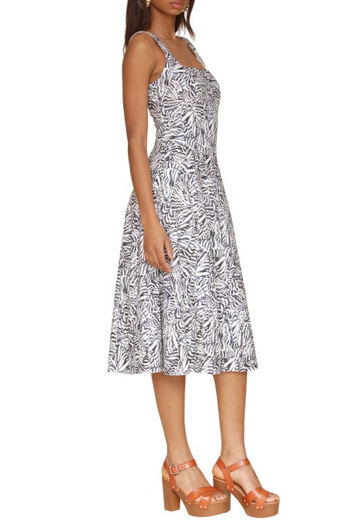 Shop Avec Les Filles Floral Linen Blend Fit & Flare Midi Dress In Papillon