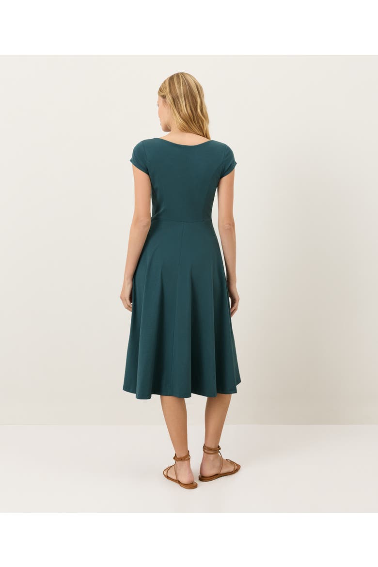 Fit & Flare Ballet Neck Dress Made With Organic Cotton, Alternate, color, Deep Aqua