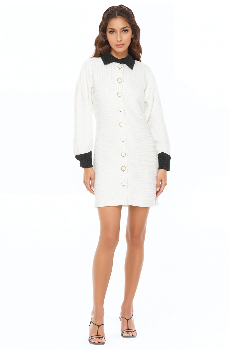 Alexia Admor Velvete Tweed Dresss, Main, color, Ivory