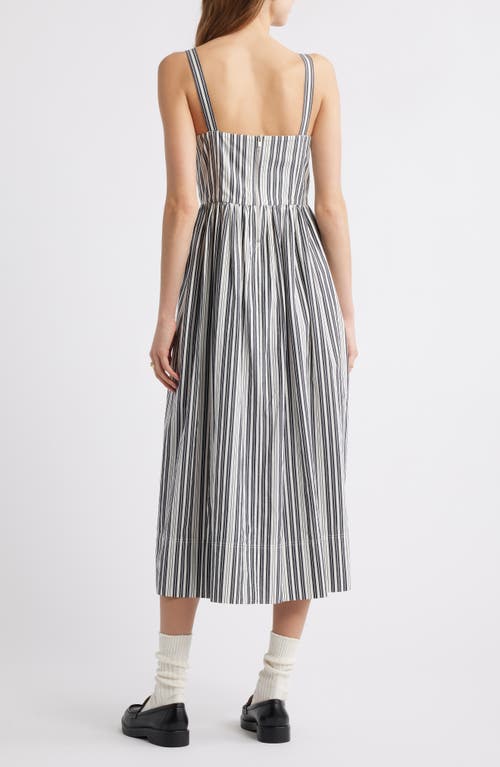 The Great . The Reyes Stripe Cotton Midi Sundress In Parchment Stripe