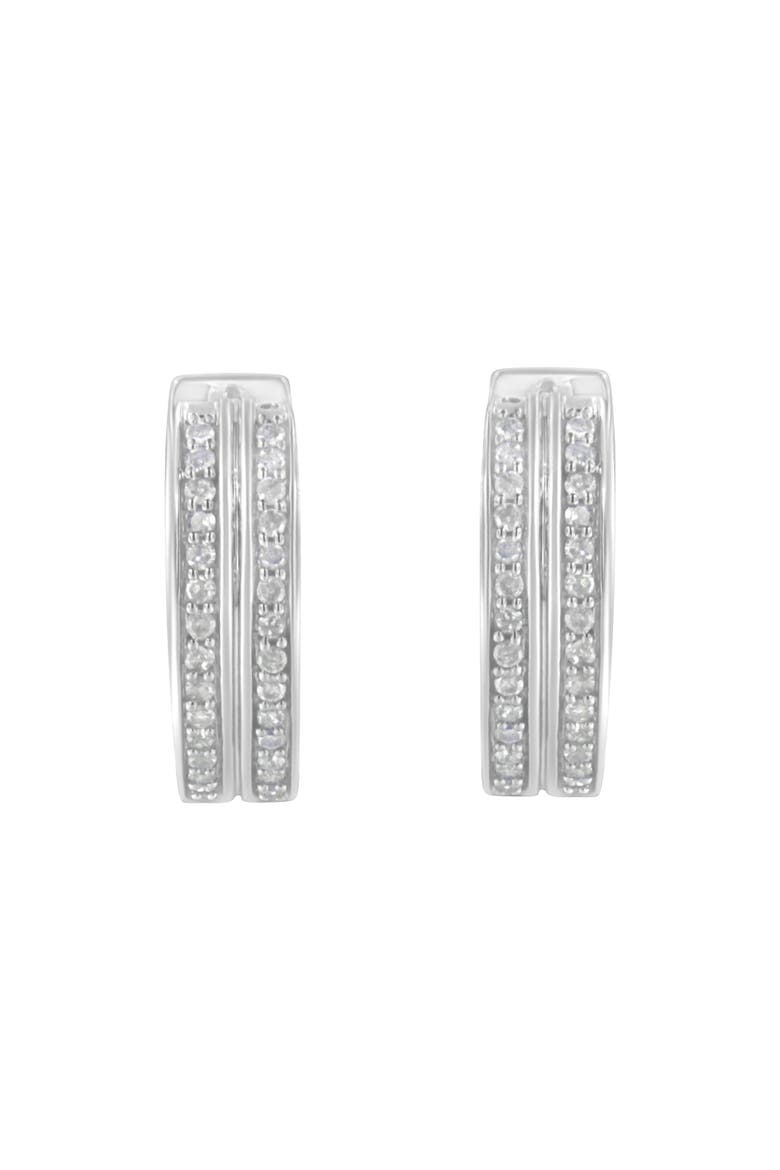 10K White Gold Diamond Hoop Earring, Alternate, color, White