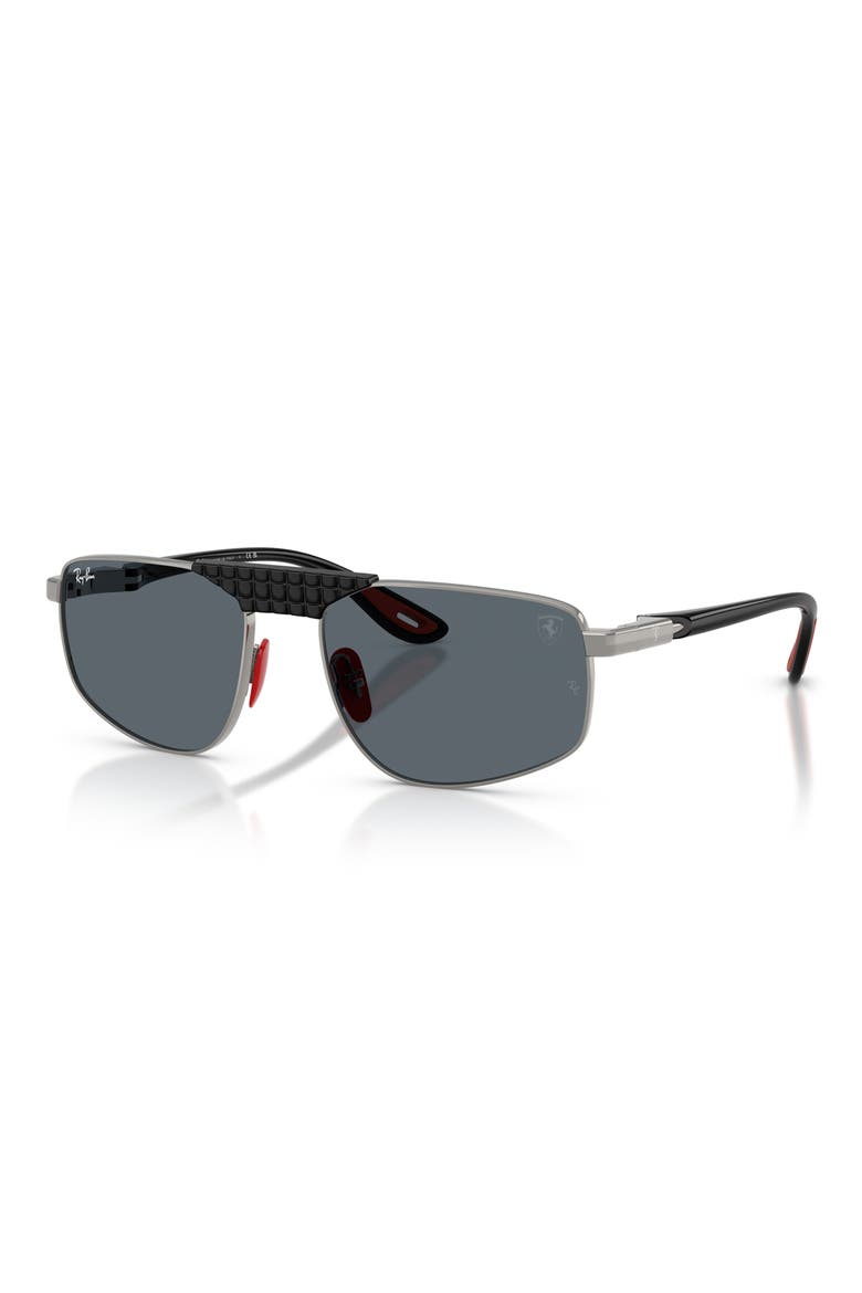 58mm Ferrari Irregular Sunglasses, Alternate, color, GUNEMTAL / BLUE