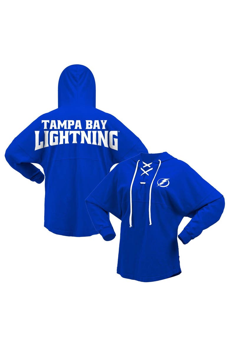 FANATICS Women's Fanatics Branded Blue Tampa Bay Lightning Jersey Lace-Up V-Neck Long Sleeve Hoodie T-Shirt, Main, color, Blue