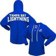 FANATICS Women's Fanatics Branded Blue Tampa Bay Lightning Jersey Lace-Up V-Neck Long Sleeve Hoodie T-Shirt
