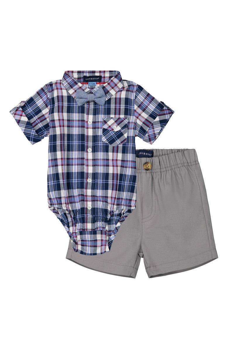 Andy & Evan Bodysuit, Shorts & Bow Tie Set, Main, color,