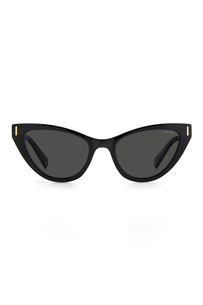 52mm Polarized Cat Eye Sunglasses, Main, color, BLACK / GRAY POLARIZED