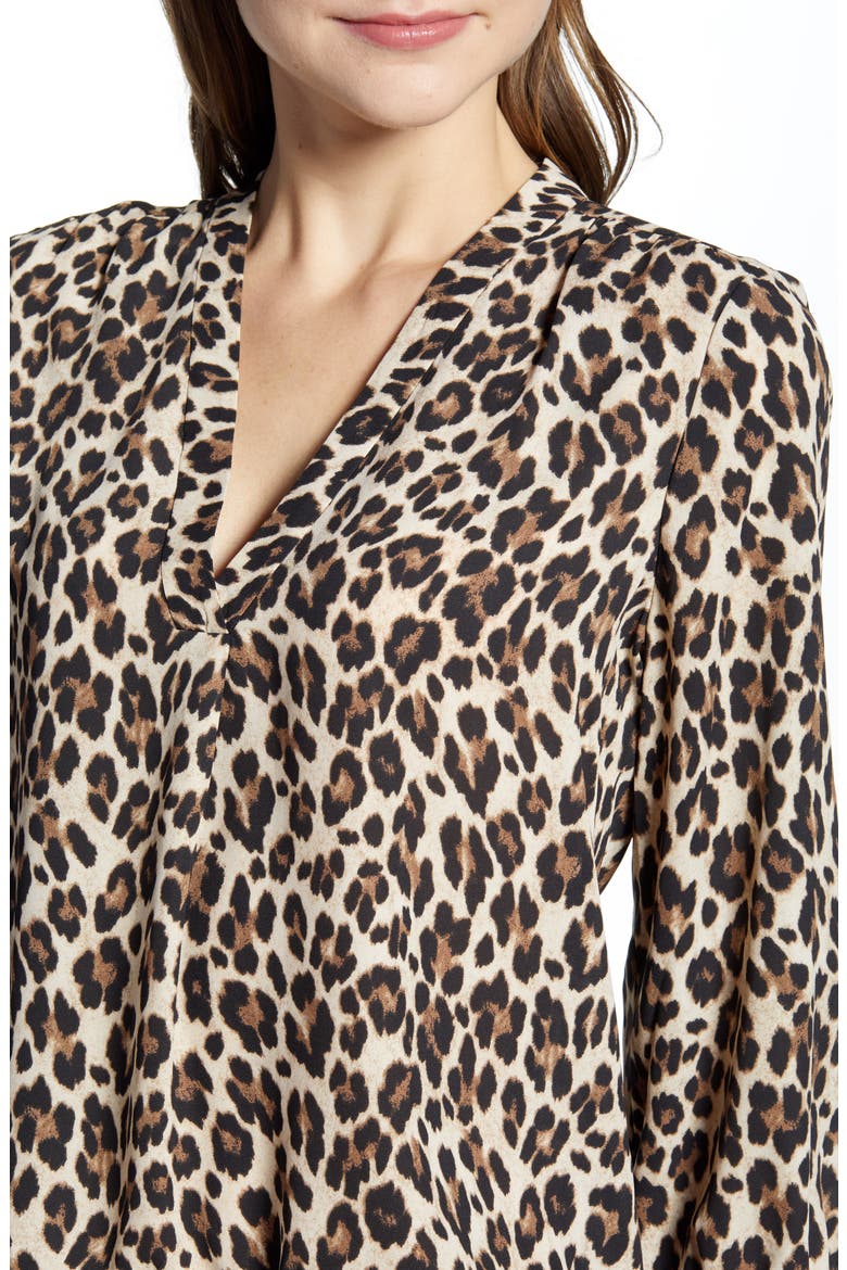 Leopard Print V-Neck Top, Alternate, color, RICH BLACK