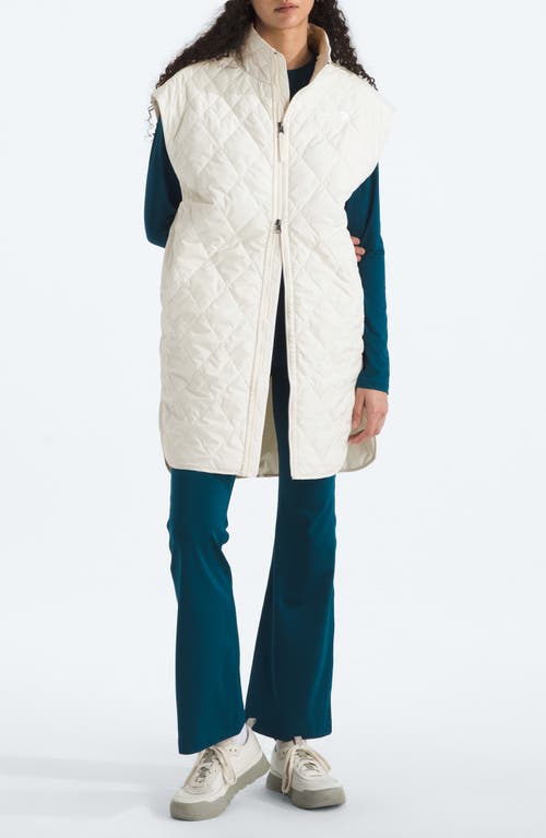 The North Face Diamond Peak Water Repellent Quilted Long Vest In White