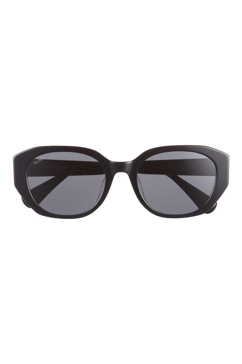 54mm Round Sunglasses, Main, color, SHINY BLACK / SMOKE
