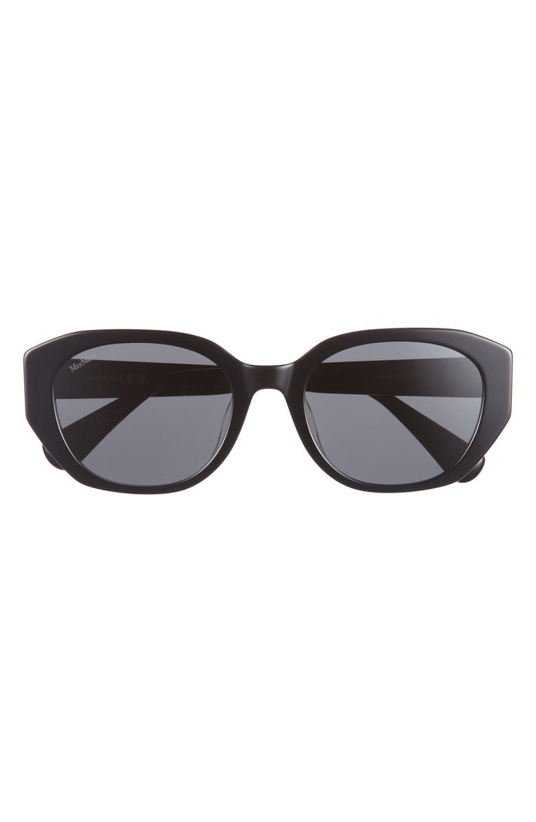 Max Mara 54mm Round Sunglasses, Main, color, Shiny Black / Smoke
