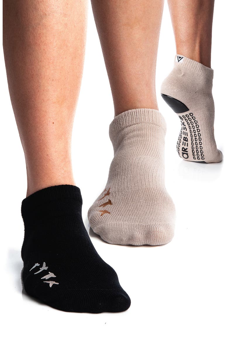 Birdie Assorted 2-Pack Grip Ankle Socks, Main, color, BLACK NUDE
