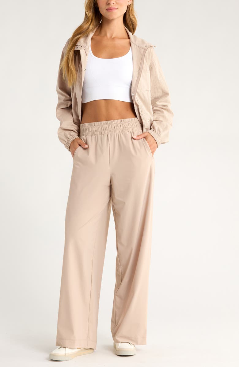 Zella Transit Wide Leg Pants, Alternate, color, Tan Thread